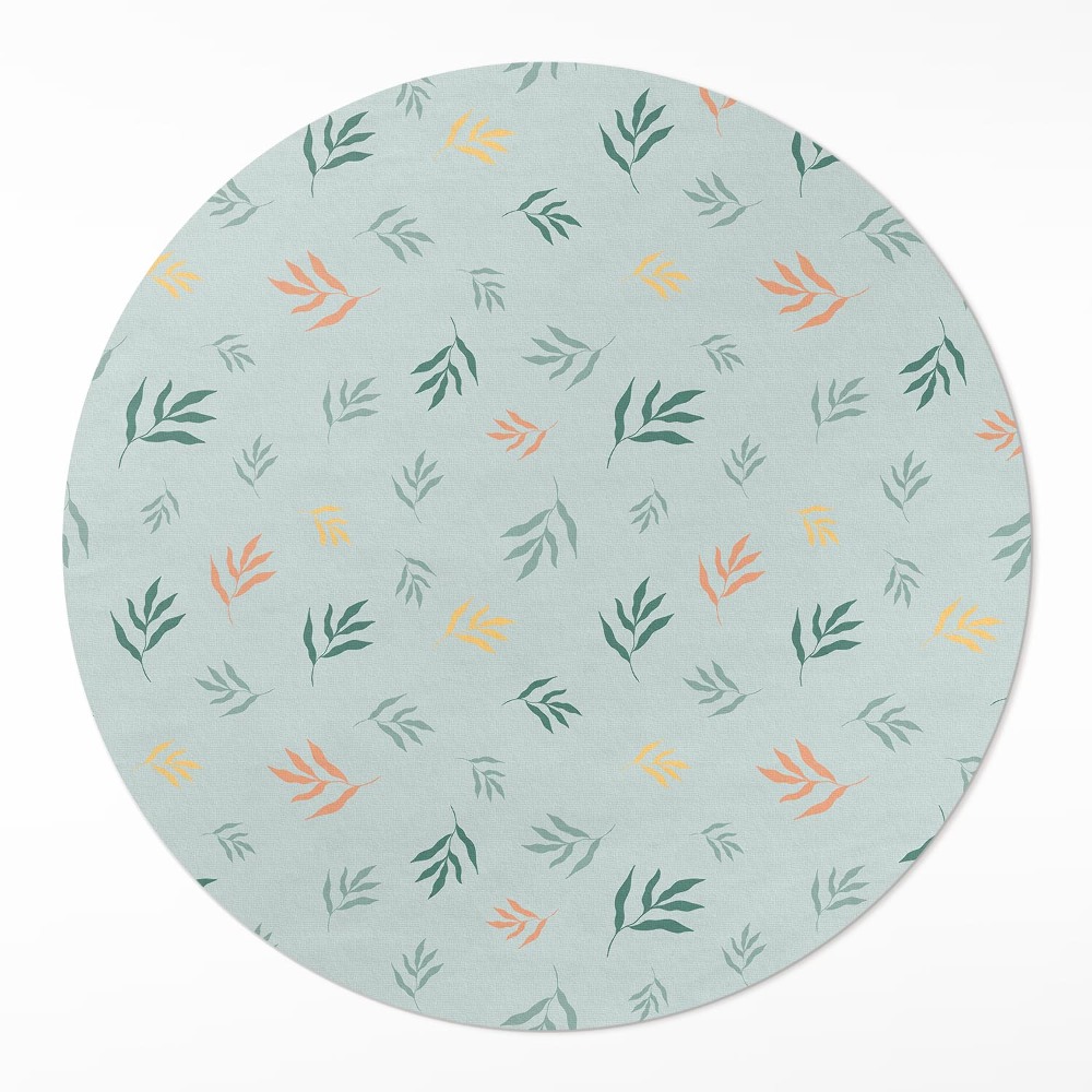 Okrúhly vinylový koberec Malé vetvičky rastlinné motívy boho