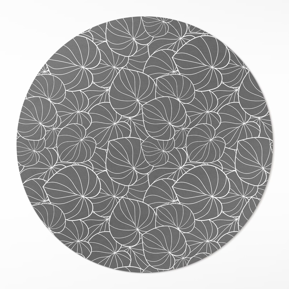 Okrúhly vinylový koberec Lineárne listy dizajn boho