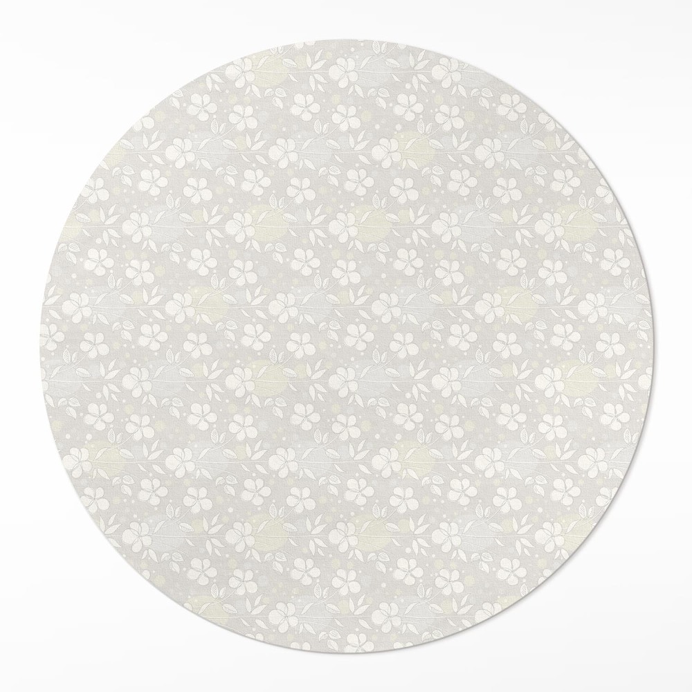 Okrúhly vinylový koberec Jemná poľná lúka drobné kvety boho