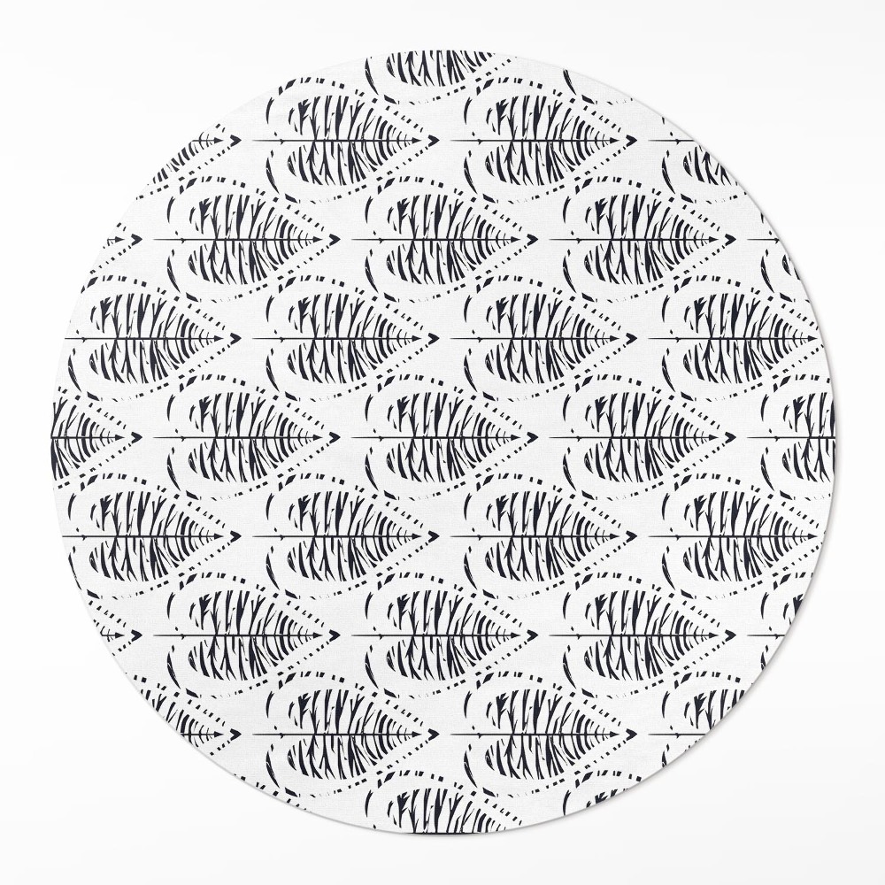 Okrúhly vinylový koberec Boho listy pravidelný vzor