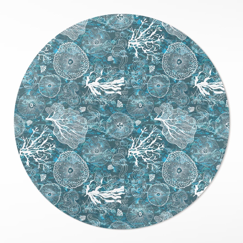 Okrúhly vinylový koberec Vzor inšpirovaný morskou flórou a faunou