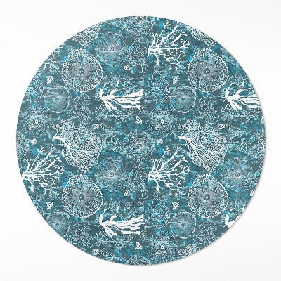 Okrúhly vinylový koberec Vzor inšpirovaný morskou flórou a faunou