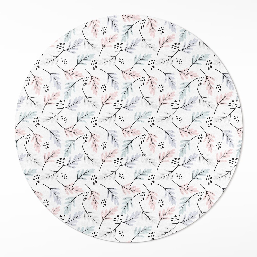 Okrúhly vinylový koberec Pastelové jemné rastliny v štýle boho