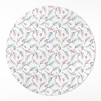Okrúhly vinylový koberec Pastelové jemné rastliny v štýle boho