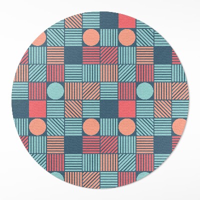 Okrúhly vinylový koberec Retro vintage geometrická vzorka