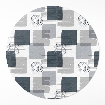 Okrúhly vinylový koberec Maľované štvorce retro