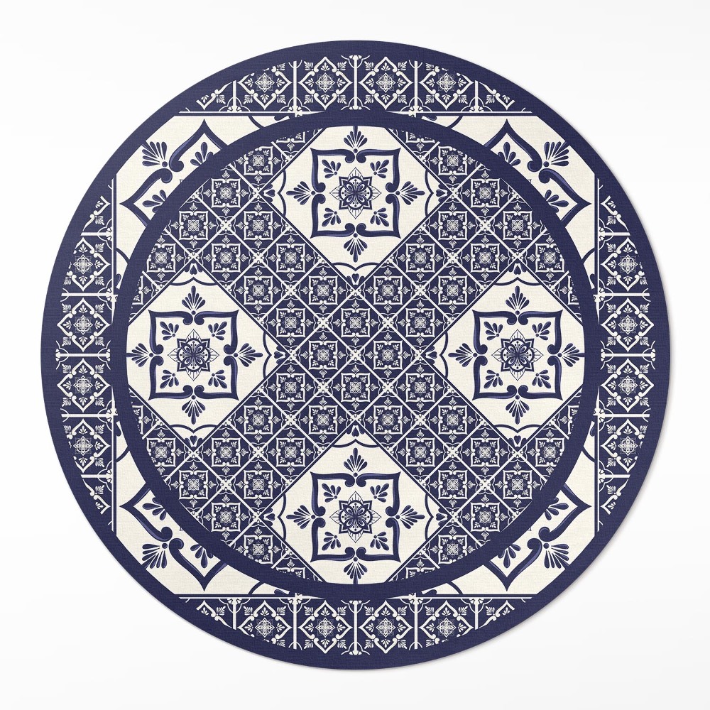 Okrúhly vinylový koberec Ozdobné dlaždice v portugalskom štýle