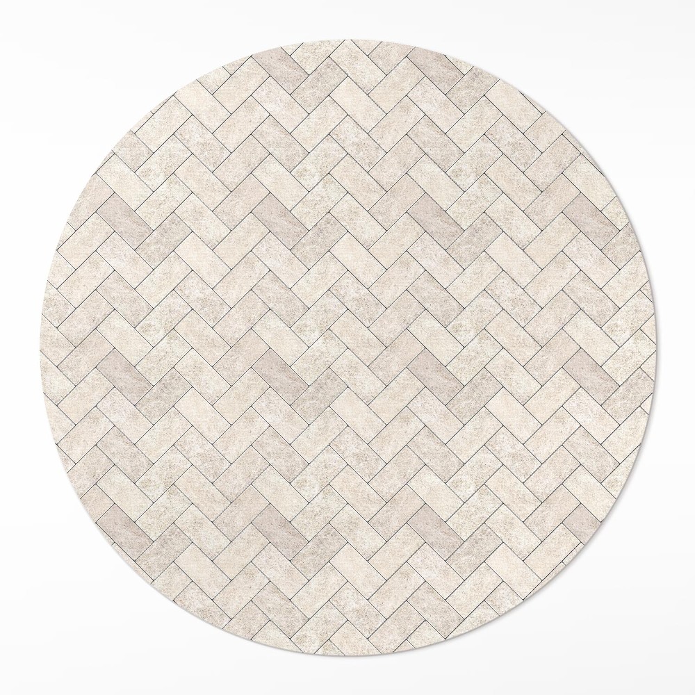 Okrúhly vinylový koberec Kamenná rybia kosť dlažba
