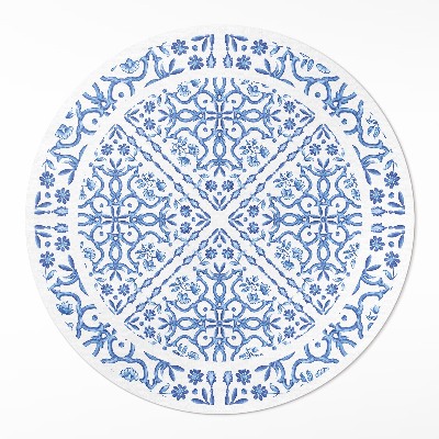 Okrúhly vinylový koberec Dekoratívne dlaždice rastlinné ornamenty