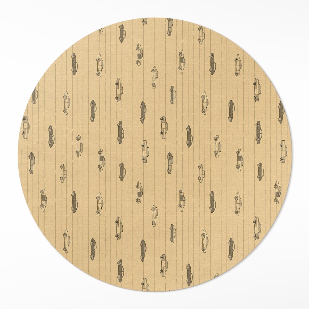 Okrúhly vinylový koberec Staré retro vintage autá