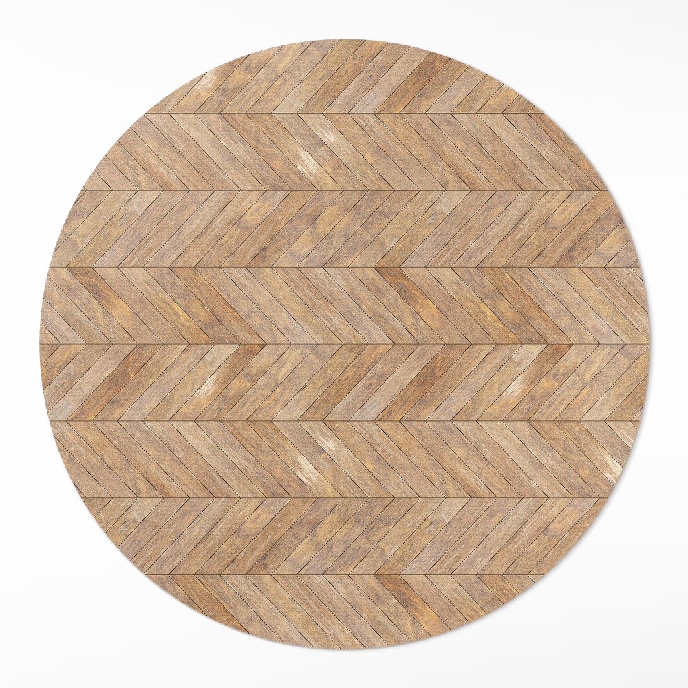 Okrúhly vinylový koberec Vintage drevený parket podlahový rybia kosť