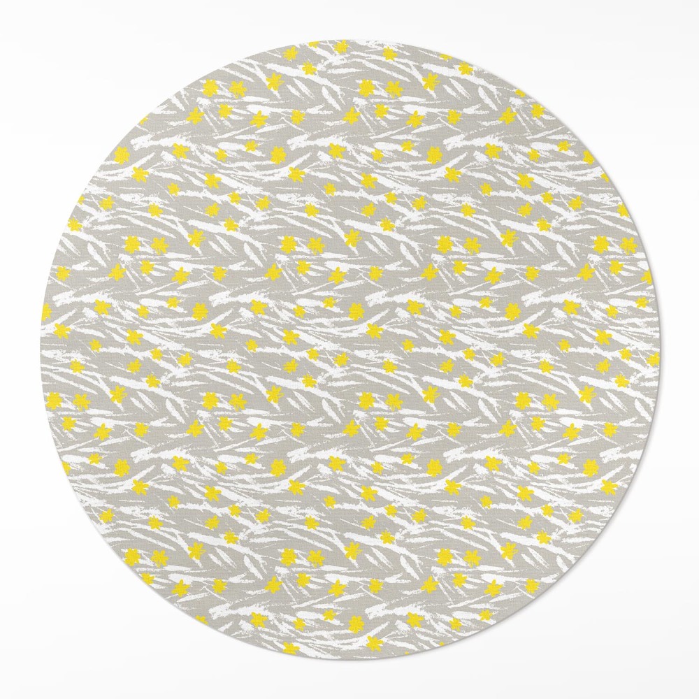 Okrúhly vinylový koberec Poľná lúka drobné kvietky boho