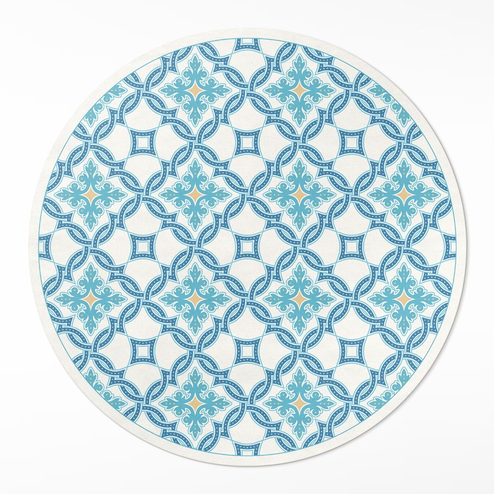 Okrúhly vinylový koberec Reťazové preplety ozdobné dlaždice