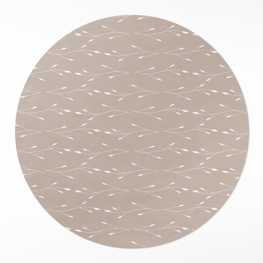 Okrúhly vinylový koberec Drobné jemné lístky a vetvičky boho