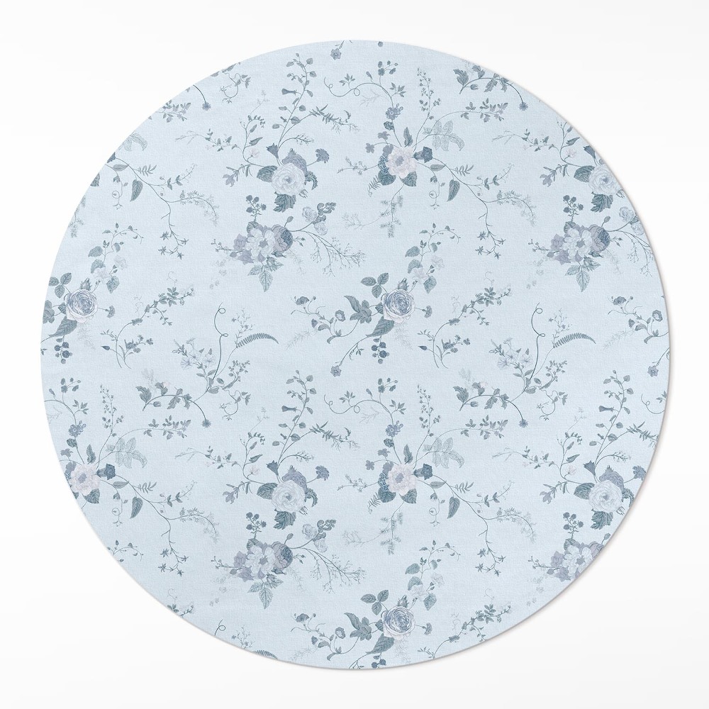 Okrúhly vinylový koberec Maľované jemné kvety na lúke