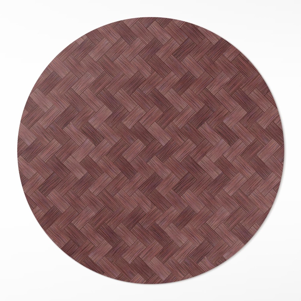 Okrúhly vinylový koberec Pletený parket módna rybia kosť