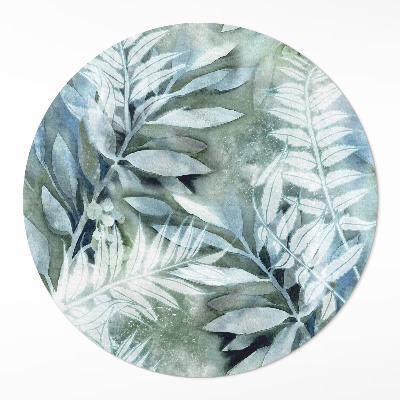 Okrúhly vinylový koberec Akvarelové listy jemné vetvičky