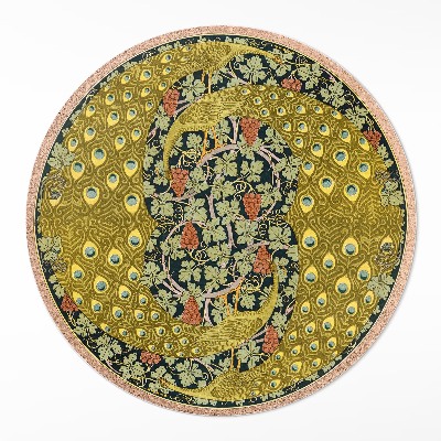 Okrúhly vinylový koberec Žlté pávy vo viniciach