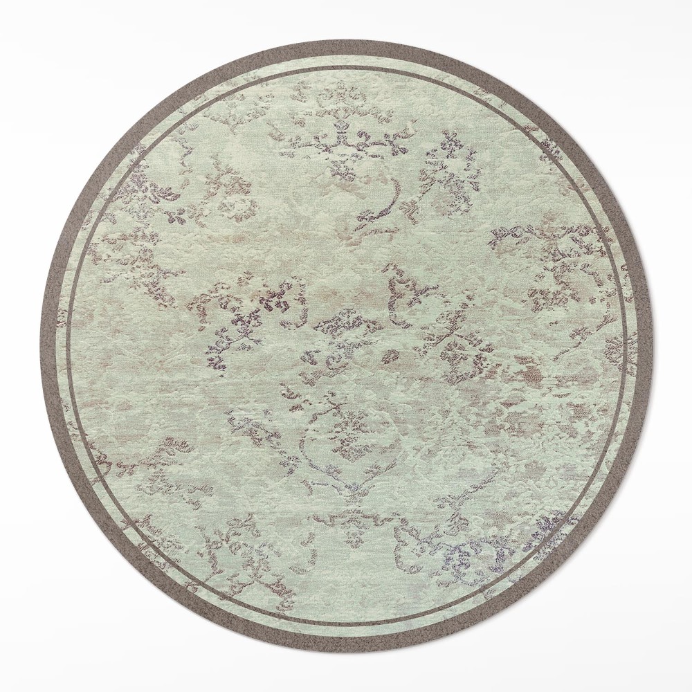 Okrúhly vinylový koberec Vyblednuté rastlinné motívy
