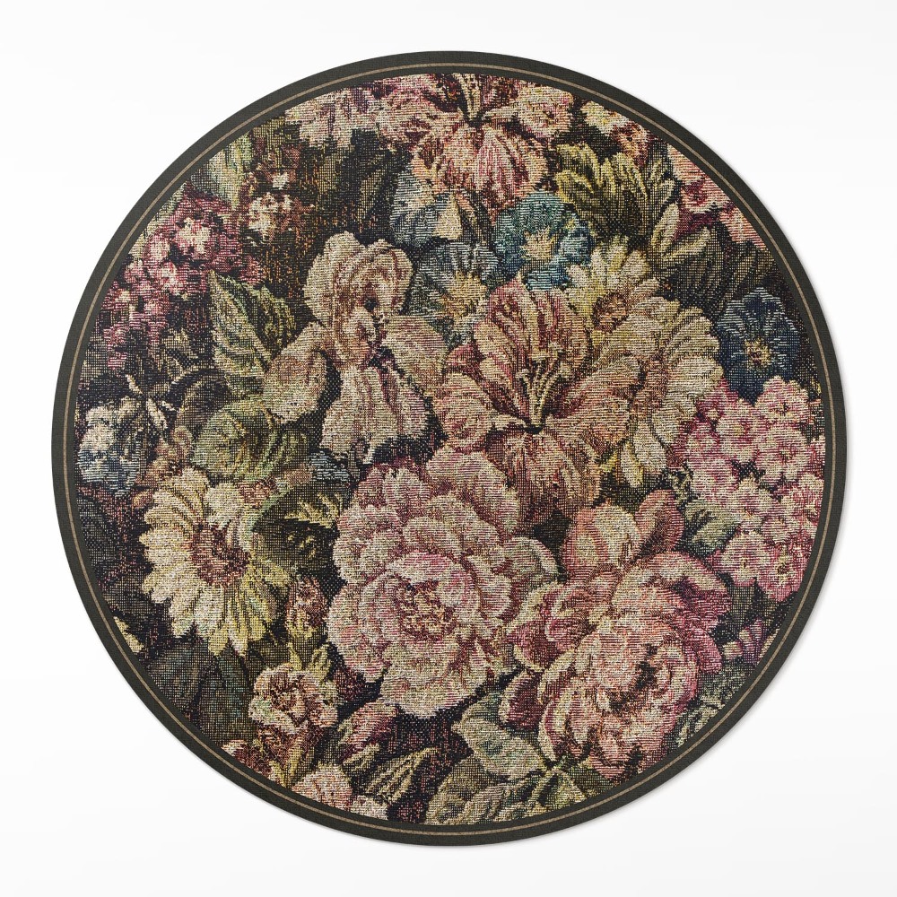 Okrúhly vinylový koberec Retro vintage opotrebované kvety