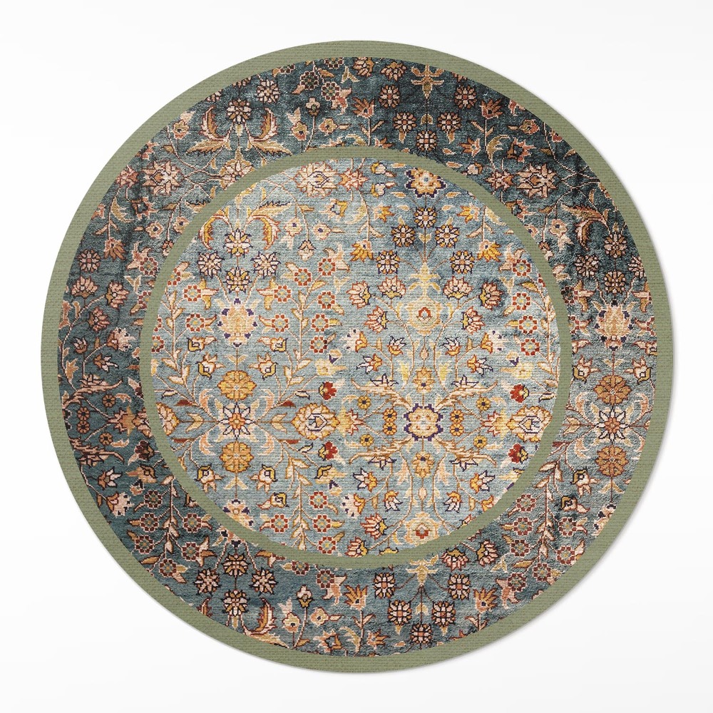 Okrúhly vinylový koberec Vintage rastliny v tureckom štýle