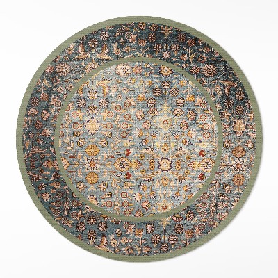 Okrúhly vinylový koberec Vintage rastliny v tureckom štýle