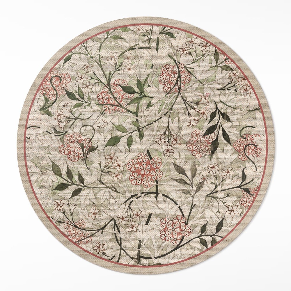 Okrúhly vinylový koberec Jemná rastlinnosť boho