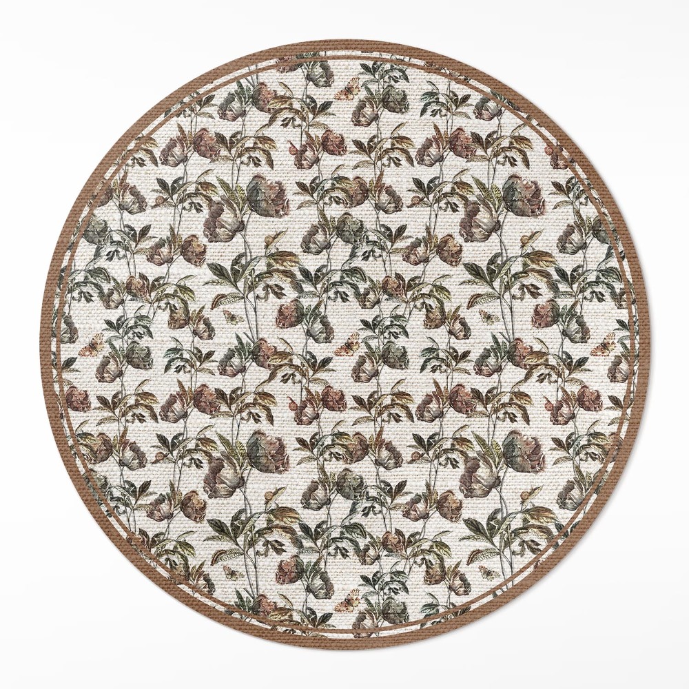 Okrúhly vinylový koberec Jemné ozdobné vetvičky vintage