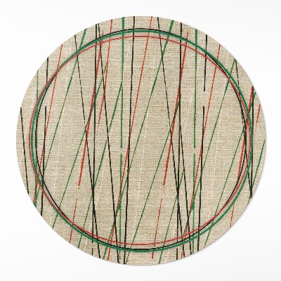 Okrúhly vinylový koberec Farebné línie na látke