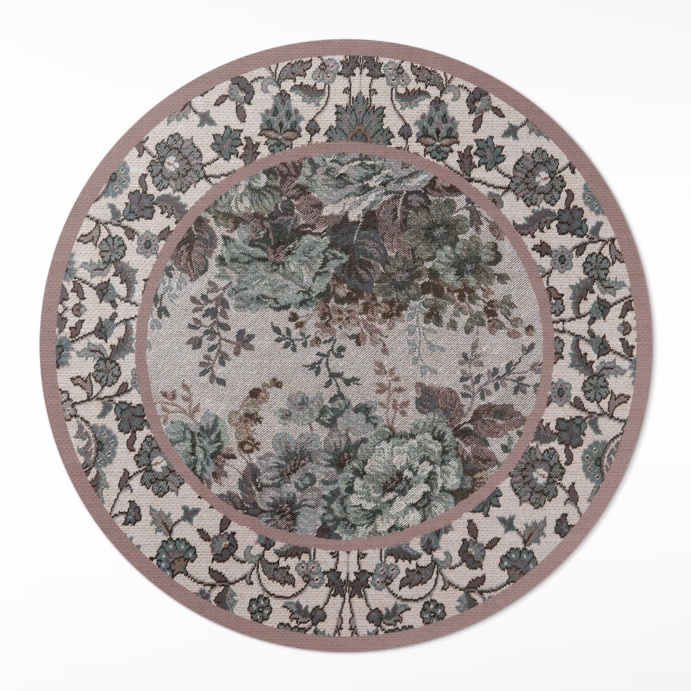 Okrúhly vinylový koberec Ozdobné kvety na látke