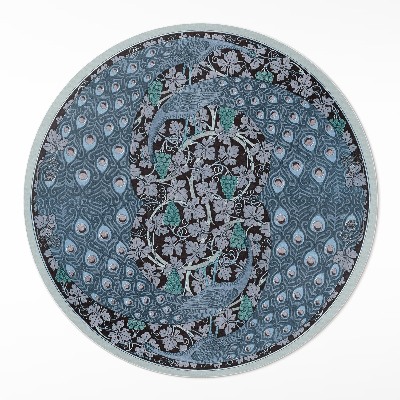 Okrúhly vinylový koberec Modré pávy vo viniciach