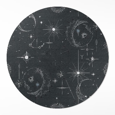 Okrúhly vinylový koberec Vesmír astrológia súhvezdia mesiace