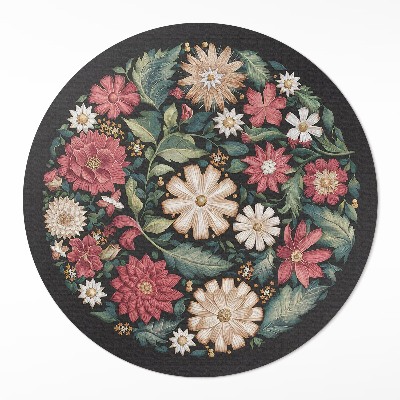 Okrúhly vinylový koberec Poľné kvety pastelové jemné rastliny