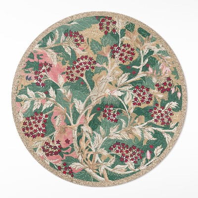 Okrúhly vinylový koberec Grafika vegetácie vintage kvety a listy