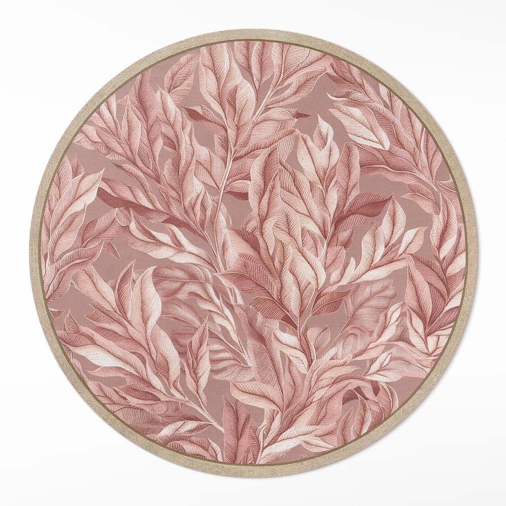 Okrúhly vinylový koberec Jemné pastelové listy boho