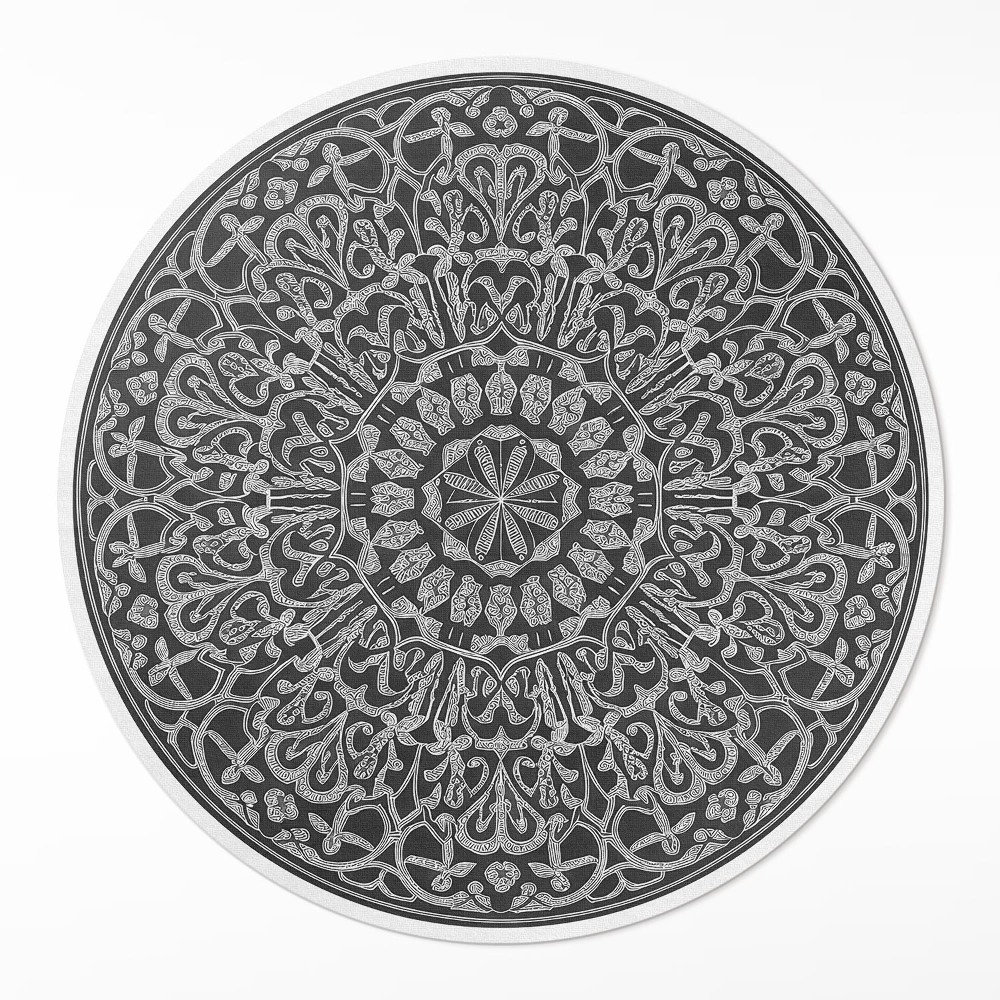 Okrúhly vinylový koberec Orientálna mandala geometrická arabeska