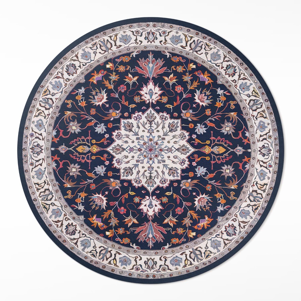 Okrúhly vinylový koberec Vintage dekoratívny vzor v starom štýle