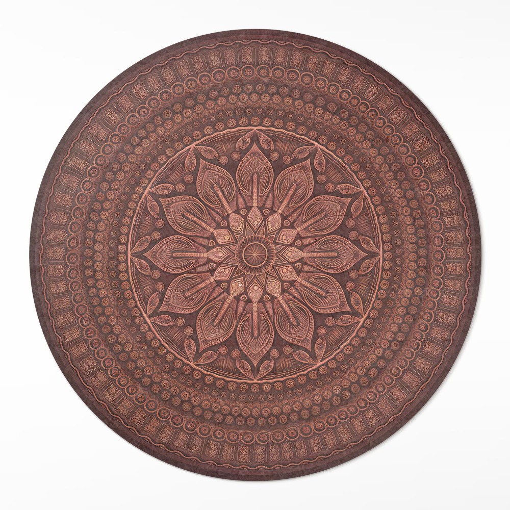 Okrúhly vinylový koberec Orientálna mandala dekoratívny vzor boho