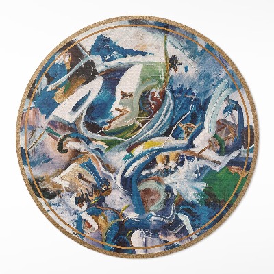 Okrúhly vinylový koberec Maliarska abstrakcia expresia stopy farieb