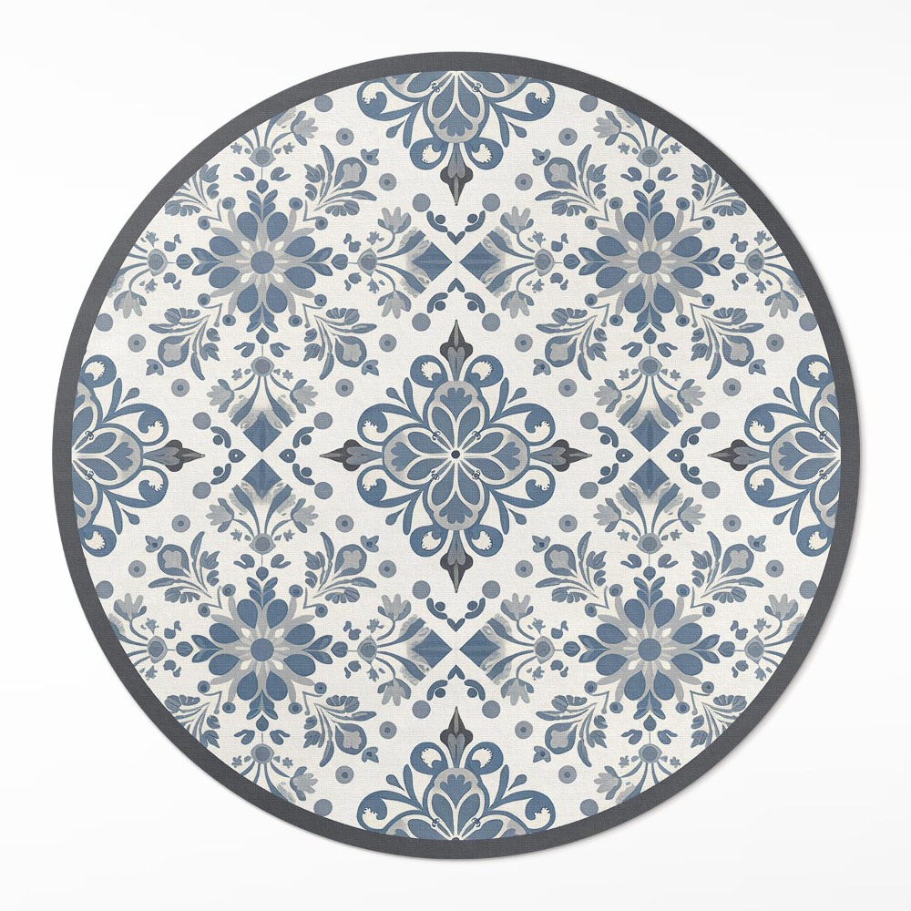 Okrúhly vinylový koberec Dekoratívne ornamenty rastlinné motívy vintage