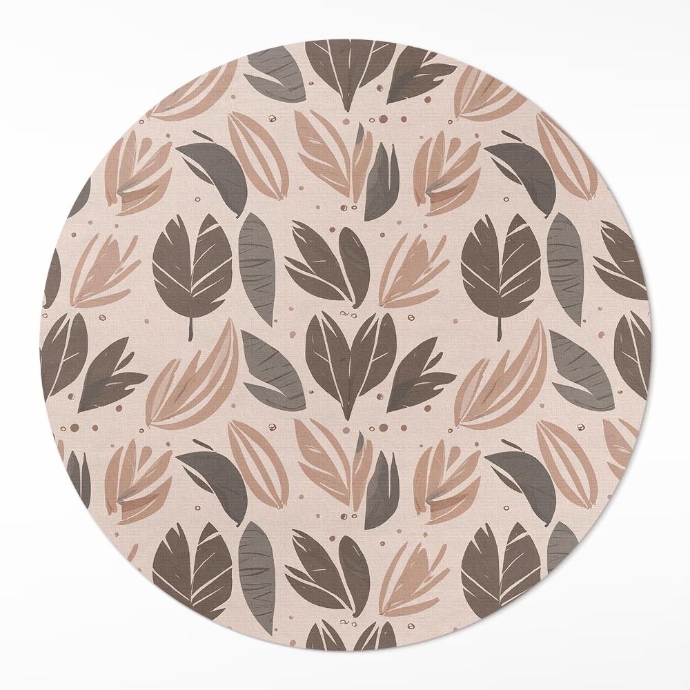 Okrúhly vinylový koberec Ilustrácia boho listov v jemnom štýle