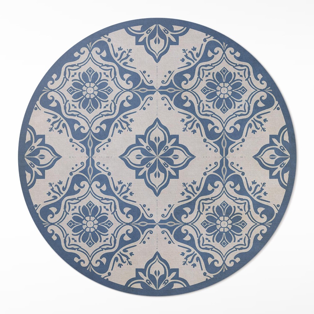 Okrúhly vinylový koberec Portugalské dlaždice jemný vzor vintage