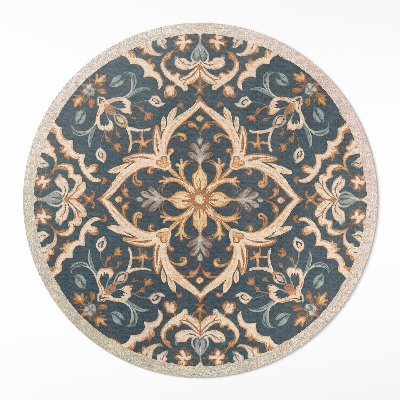 Okrúhly vinylový koberec Rastlinný ornament vintage