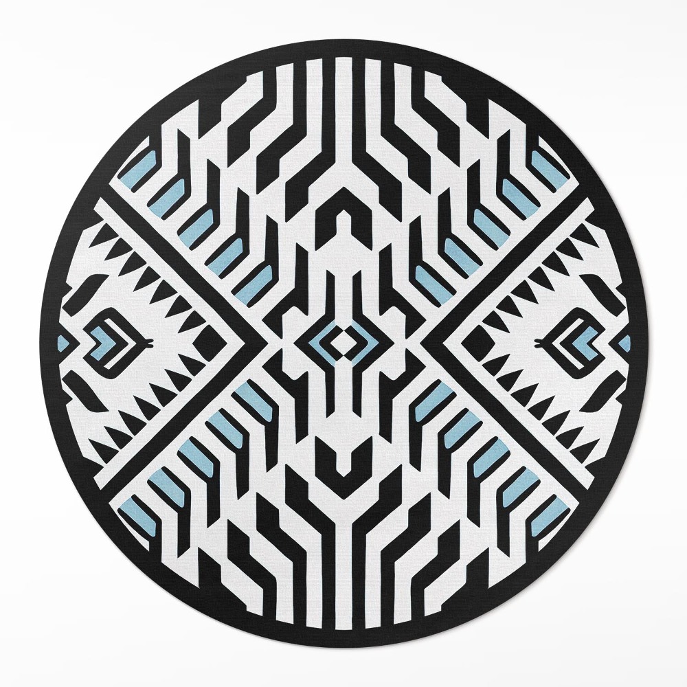 Okrúhly vinylový koberec Geometrický abstraktný vzor štýl indiánsky