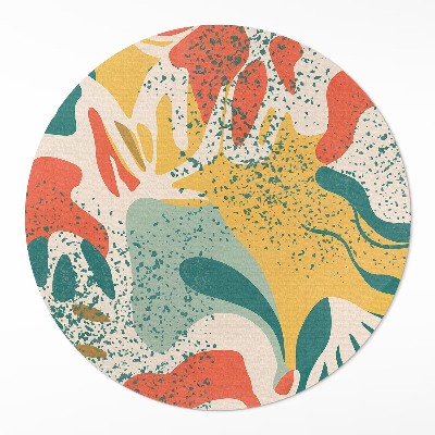 Okrúhly vinylový koberec Retro farebné škvrny nepravidelná abstrakcia