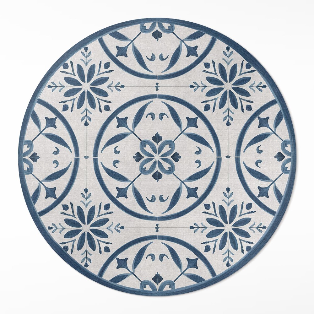 Okrúhly vinylový koberec Jemné dlaždice portugalský vintage štýl