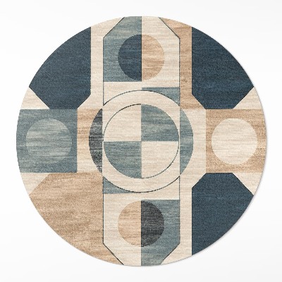 Okrúhly vinylový koberec Geometrické tvary v retro štýle
