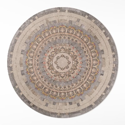 Okrúhly vinylový koberec Ornament v štýle starej kamennej mozaiky