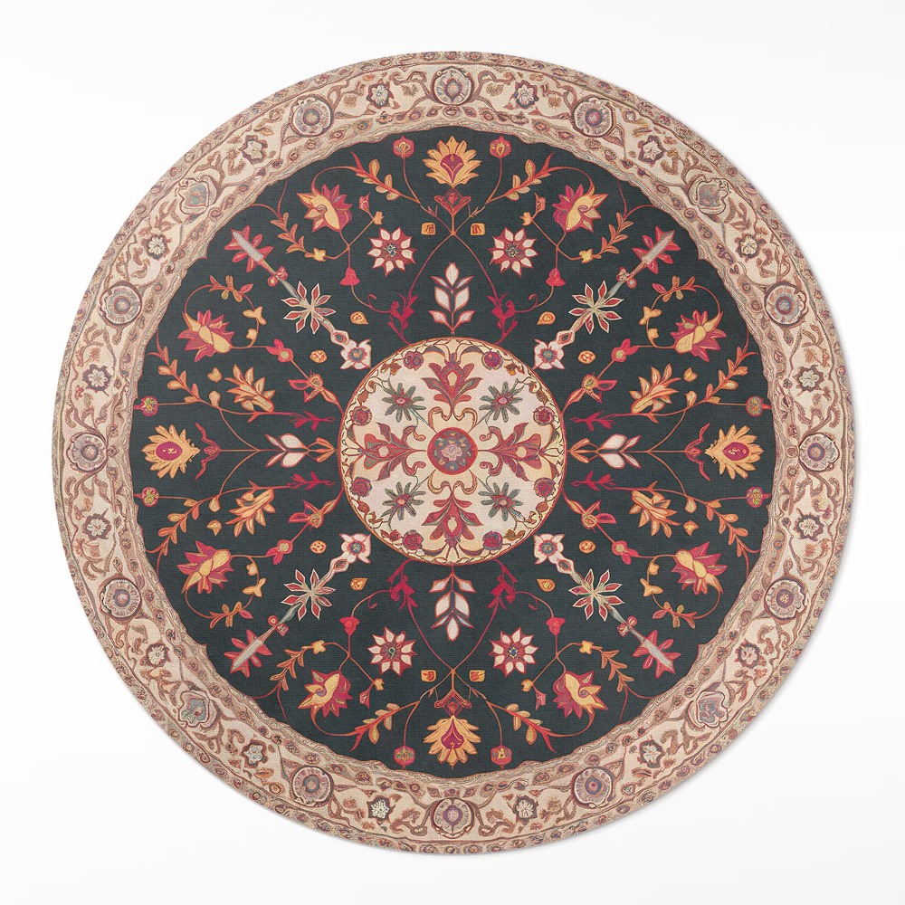 Okrúhly vinylový koberec Rastlinný ornament vzor vintage perzský