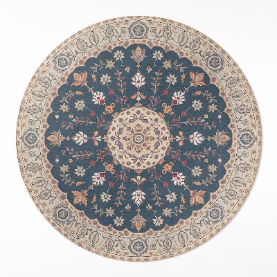 Okrúhly vinylový koberec Rastlinný ornament s kvetmi štýl perzský